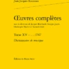 Œuvres Complètes. Tome XV – …-1767. Dictionnaire De Musique -Librairies Boutique JjrMS03b