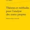 Théories Et Méthodes Pour L’analyse Des Noms Propres. Onomastique Textuelle
