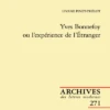 Yves Bonnefoy Ou L’expérience De L’Étranger 1 Yves Bonnefoy Ou L’expérience De L’Étranger -Librairies Boutique LpoMS01b